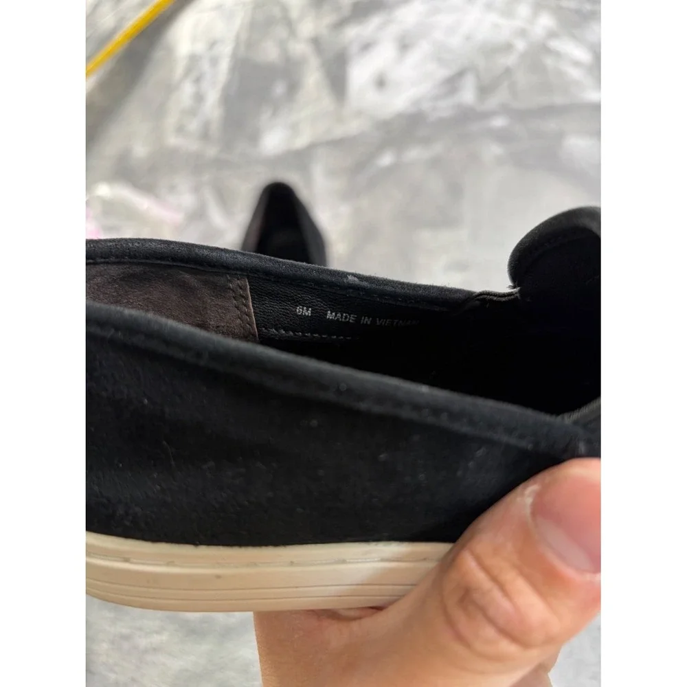 Tory Burch TRVL LITE Women's Size 8M Black Suede Slip On Sneakers Gold Logo Low